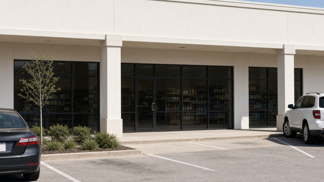 Daylight storefront on a McKinney retail strip