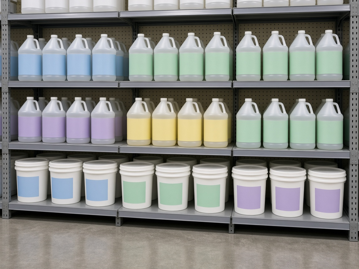 Unbranded chemical aisle in a pool supply store